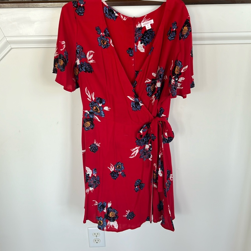 Red wrap dress